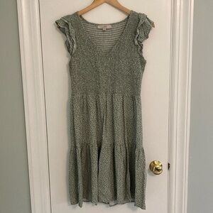 M petite green polka dot loft dress